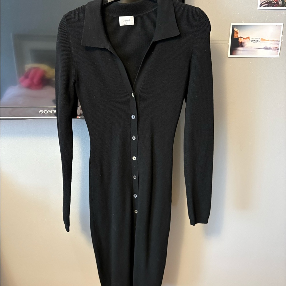 Chic Black Button-Up Dress